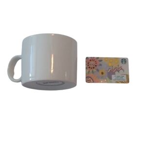 Starbucks Signature White Coffee Tea Mug, 12 oz. + Blank Floral Gift Card